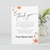 Warm Waterverf Bloemen Kalligrafie Bruiloft Bedankkaart (Staand voorkant)