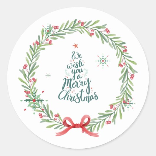 Warm Waterverf Kerst Krans Decorative Sticker (Voorkant)