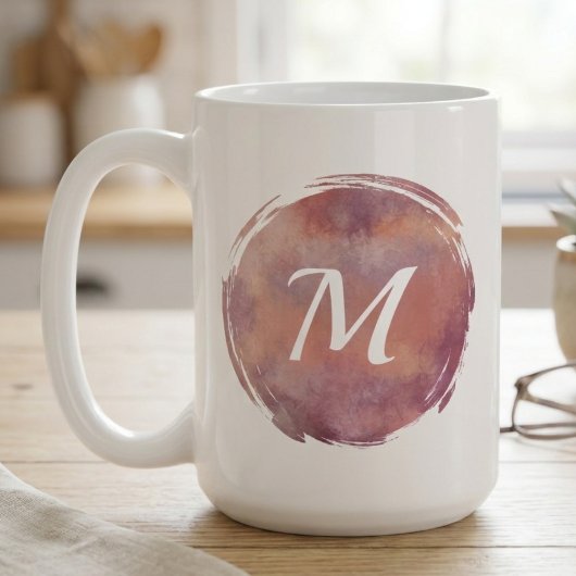 Warm Waterverfkwast Monogram Koffiemok