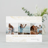 Warm Wave | 3 Foto-collage Folie Feestdagenkaart (Staand Voorkant)