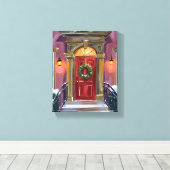 Warm Welcome | Christmas Red Wreath Cozy Painting Canvas Afdruk (Insitu (Houten vloer))