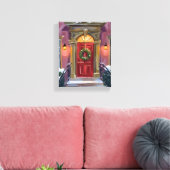 Warm Welcome | Christmas Red Wreath Cozy Painting Canvas Afdruk (Insitu (Woonkamer))