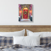 Warm Welcome | Christmas Red Wreath Cozy Painting Canvas Afdruk (Insitu (Slaapkamer))