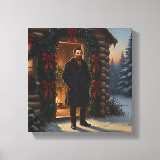 Warm Welcome: Eastman Johnson Holiday Glow Canvas Afdruk (Voorkant)