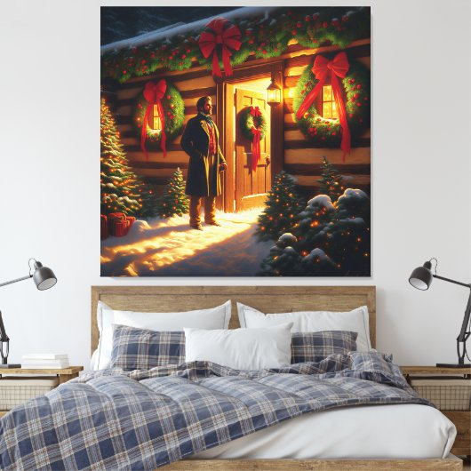 Warm Welcome: Eastman Johnson Holiday Glow Canvas Afdruk (Insitu (Slaapkamer))