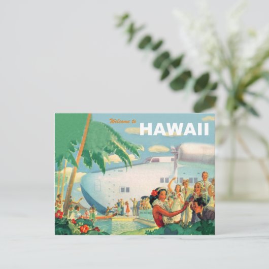 Warm welkom vanuit Hawaii,  vliegreizen Briefkaart (Staand voorkant)