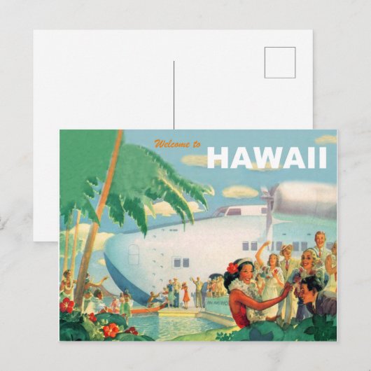 Warm welkom vanuit Hawaii,  vliegreizen Briefkaart (Voorkant / Achterkant)