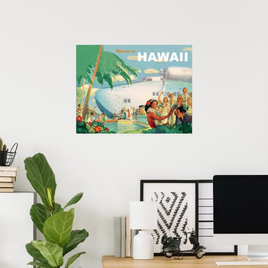 Warm welkom vanuit Hawaii, vliegreizen Poster (Thuiskantoor)
