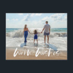 Warm Wens Familie Kust Strand Foto Feestdagenkaart<br><div class="desc">Kustvakantie-briefkaarten in een moderne foto "Warm wil" die ideaal is voor de strandfoto van uw familie. Voeg uw foto aan de voorzijde,  en uw terugkeeradres en groet aan de rug toe.</div>