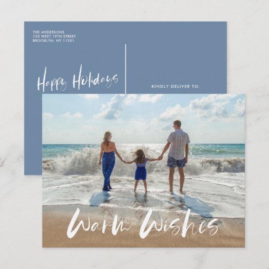 Warm Wens Familie Kust Strand Foto Feestdagenkaart (Voorkant / Achterkant)