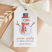 Warm Wens Sneeuwman Kerstmis Cadeaulabel