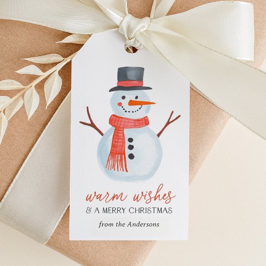 Warm Wens Sneeuwman Kerstmis Cadeaulabel