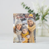 Warm Wensen Rood Script Unieke foto Briefkaart (Staand voorkant)
