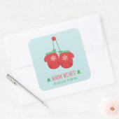 Warm Wensen Schattigee wanten kerstdecor Vierkante Sticker (Envelop)
