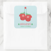Warm Wensen Schattigee wanten kerstdecor Vierkante Sticker (Tas)