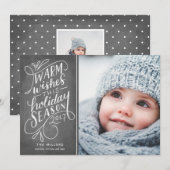 Warm wenst deze vakantiehandheld met 1 foto feestdagenkaart (Voorkant / Achterkant)