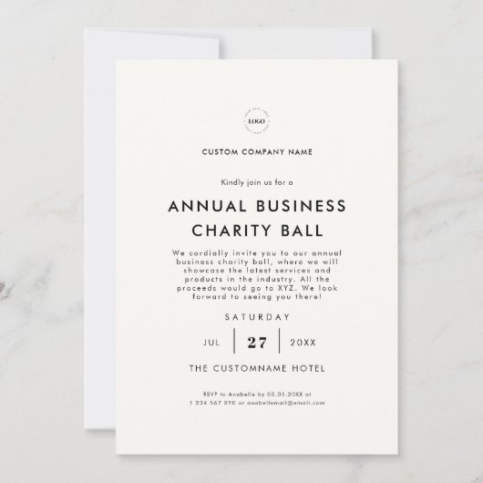 Warm White Logo Business Company Dinner Party Kaart (Voorkant)