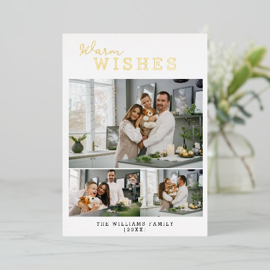 Warm wil 3 Foto Collage Folie Feestdagenkaart (Staand Voorkant)