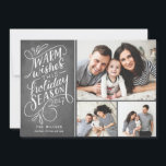 Warm wil deze vakantiehandheld met 3 foto's feestdagenkaart<br><div class="desc">Verstuur dit jaar uw vakantiekaarten in stijl met dit stijlvolle en moderne ontwerp met handschrift op de achtergrond van het faux-bord en drie foto's. Selecteer een vorm met een doorsnede of getextureerd papier voor een extra luxe aanraking! Bezoek de winkel om meer te zien van dit collectie.</div>