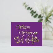 Warm wil Eid al-Fitr Paarse Gold Typografie Briefkaart (Staand voorkant)