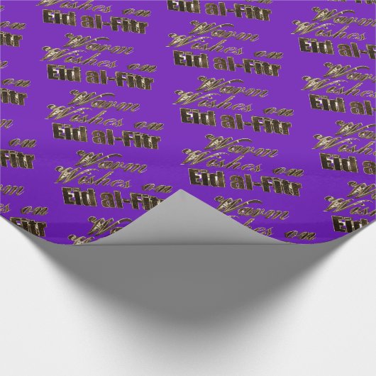 Warm wil Eid al-Fitr Paarse Gold Typografie Cadeaupapier (Hoek)