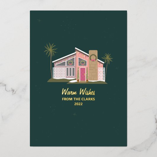 Warm wil Mideeuwse roze kerst Folie Uitnodiging (Voorkant)