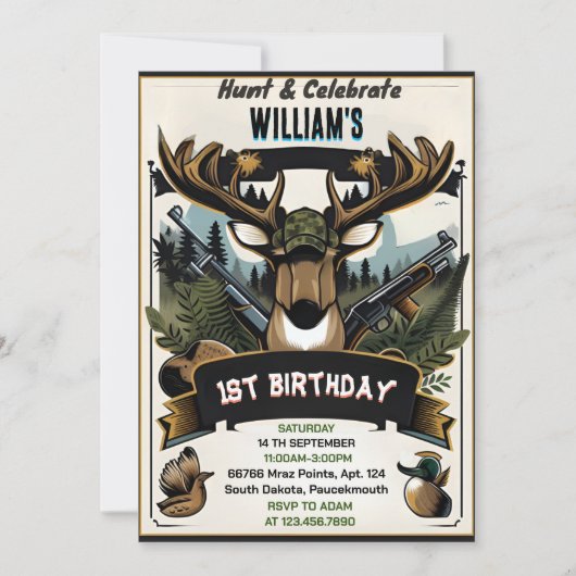 warm Wild Camo Oh Herten Eend jacht 1e verjaardag Kaart (Voorkant)