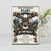 warm Wild Camo Oh Herten Eend jacht 1e verjaardag Kaart (Staand voorkant)