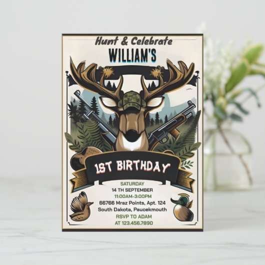 warm Wild Camo Oh Herten Eend jacht 1e verjaardag Kaart (Staand voorkant)