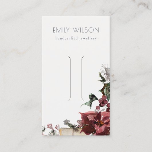 Warm Winter Festive Foliage Bow Hair Clip Display Visitekaartje (Voorkant)