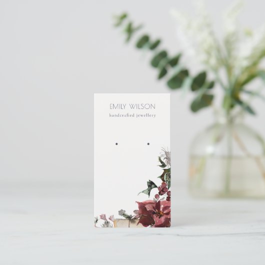 Warm Winter Festive Foliage Stud Earning Display Visitekaartje (Staand voorkant)