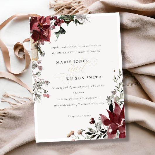 Warm Winter Festive Foliage Vow Renewal Invite Bedankkaart