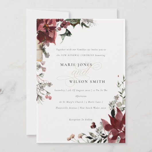 Warm Winter Festive Foliage Vow Renewal Invite Bedankkaart (Voorkant)