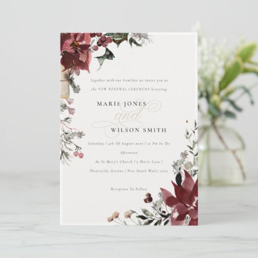 Warm Winter Festive Foliage Vow Renewal Invite Bedankkaart (Staand voorkant)