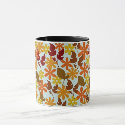 Warm Winter Floral Pattern – Cozy Retro Flower Mok (Midden)