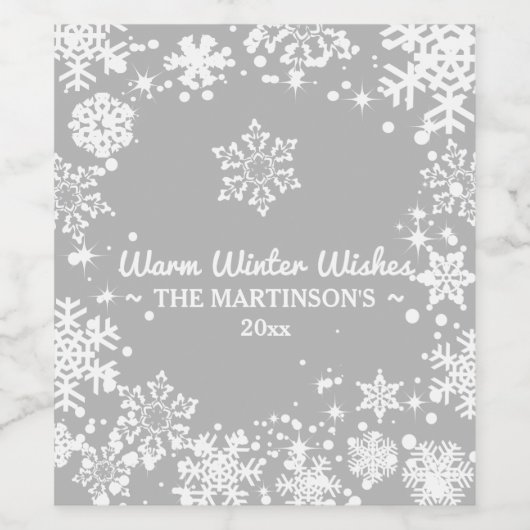 Warm, winter, gewas, feestdag wijn etiket (Enkel label)