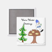 Warm Winter Greetings Magneet (Voorkant / Achterkant)