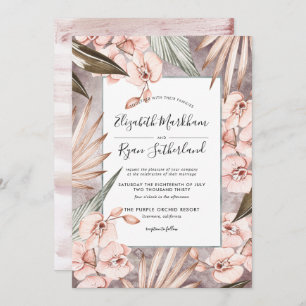 Warm Winter Orchid Wedding Invitation Kaart