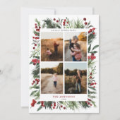 Warm Winter Pine Berry Natural Botanicals 4 Foto Feestdagenkaart (Voorkant)