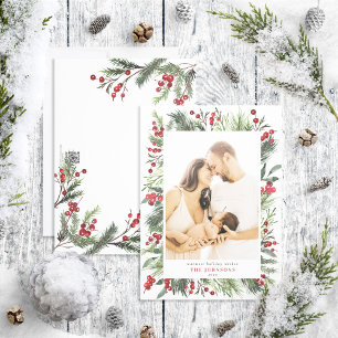 Warm Winter Pine Berry Natural Botanicals Foto Ho Feestdagenkaart