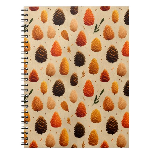 Warm winter pinecones patroon notitieboek (Voorkant)