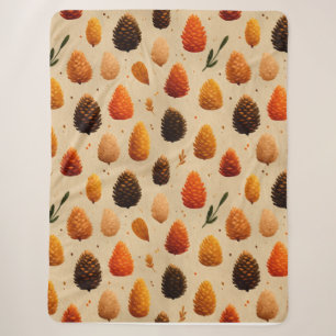 Warm winter pinecones patroon sherpa deken