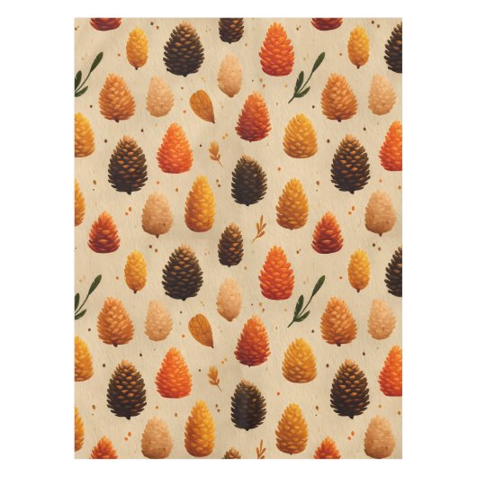 Warm winter pinecones patroon tafelkleed (Voorkant)