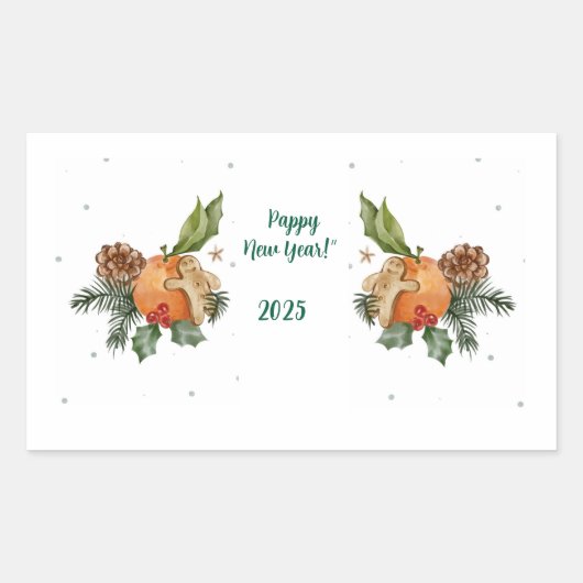 "Warm Winter Waterverf: Citrus & Cookies" Rechthoekige Sticker (Voorkant)