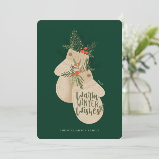 Warm Winter WEERT feestelijke kerstmis Feestdagenkaart (Staand voorkant)