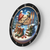 Warm winter wensen scene grote klok (Hoek)