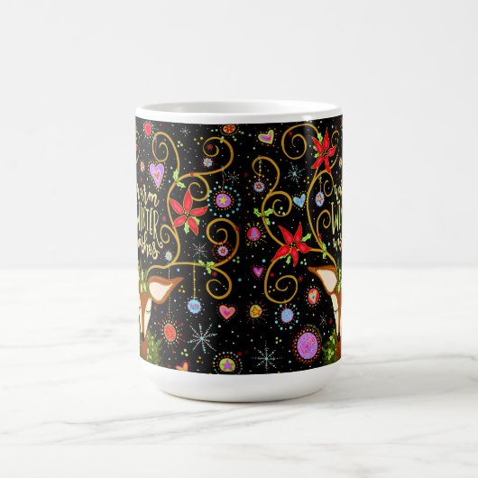 Warm Winter Wint schattig rendierontwerp Koffiemok (Center)