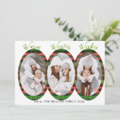 Warm Winter Wishes 3 Foto Collage Feestdagenkaart (Staand voorkant)