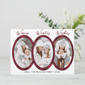 Warm Winter Wishes 3 Foto Collage Feestdagenkaart (Staand voorkant)