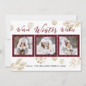 Warm Winter Wishes 3 Foto Collage Feestdagenkaart (Voorkant)